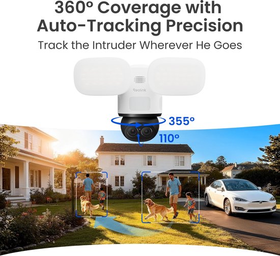 Reolink 4K Bedrade Wi-Fi Schijnwerper Buiten Beveiligingscamera - 360° Automatisch Volgen - AI Video Search - Floodlight Series F850W van Reolink — afbeelding 3