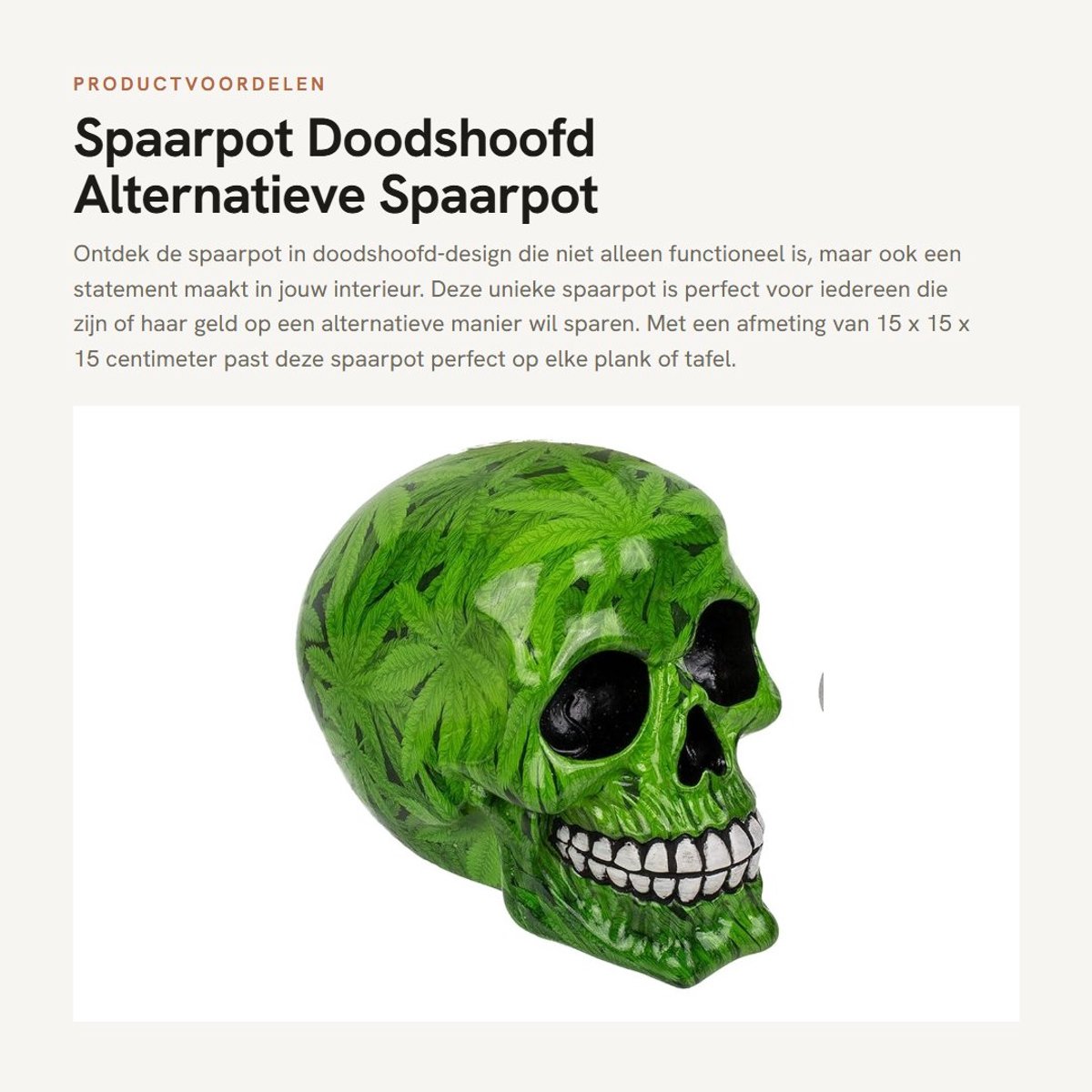 Dailygoods- Spaarpot Doodshoofd Design - Spaarpot Kluis - Spaarpot voor Volwassenen - Spaarpot voor Kinderen - Hoogwaardig Polyresin - Betrouwbare Opbergmogelijkheid - Spaarbuis