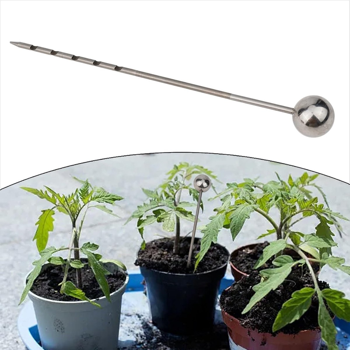 Bodemsonde - Vochtmeter - Plantenverzorging - Roestvrij staal - 15 x 10 x 3 cm - Zilver