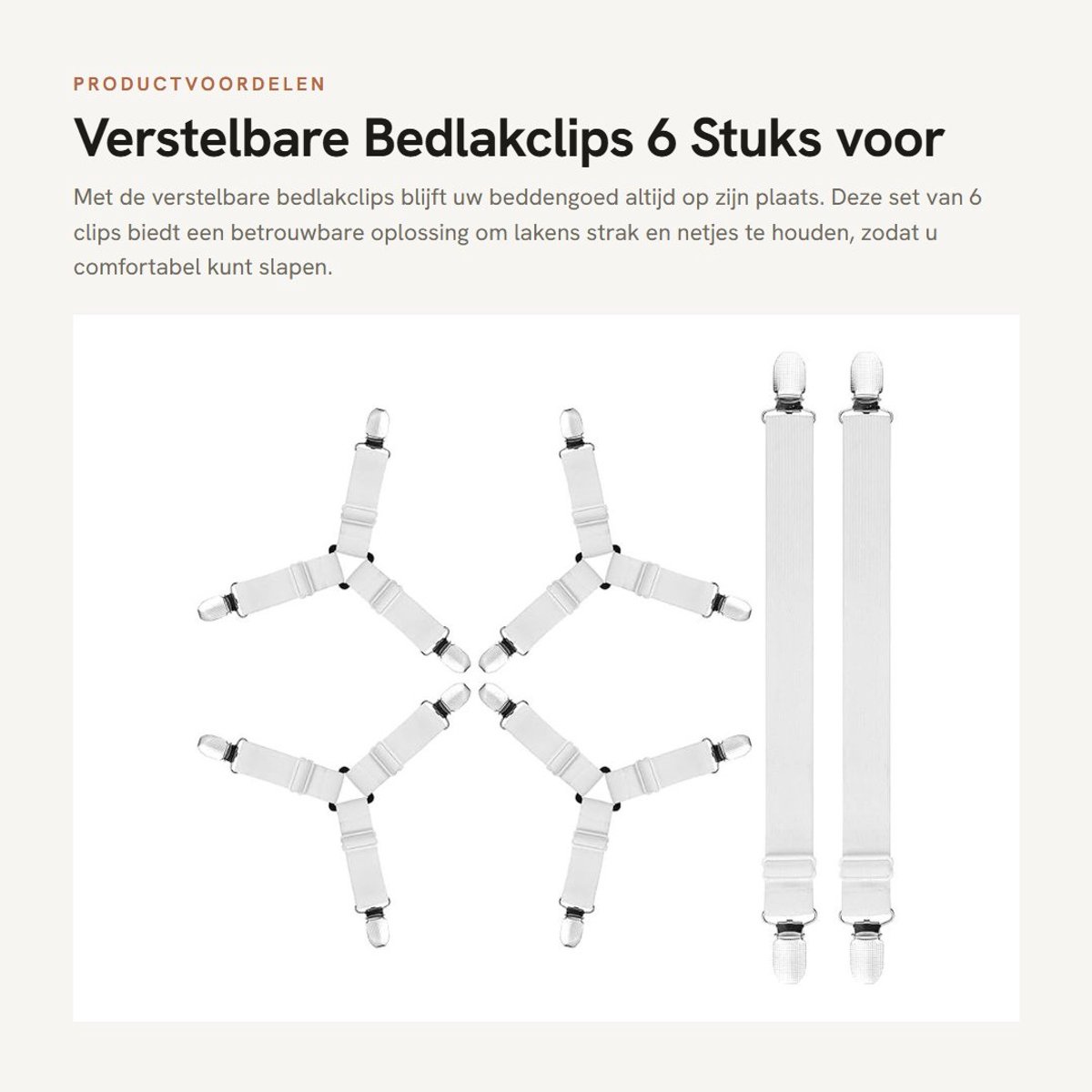 Dailygoods - Verstelbare Bedlakclips 6 Stuks voor Stabiliteit van Beddengoed