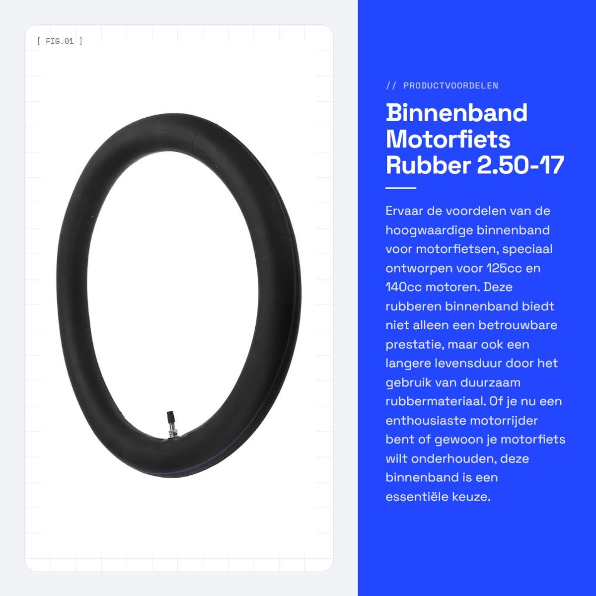 Dailygoods- Binnenband 2.50‑17 - Vervangbaar voor 125cc/140cc-motorfietsen - Rubber - Schokabsorberend - Duurzaam - Hoge veiligheidsprestaties - Motorband
