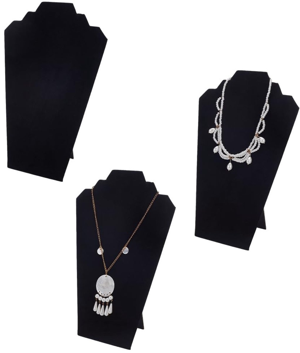 Dailygoods - 3 Stuks Fluwelen Ketting Stand Zwart - Sieraden Houder voor Hangende Kettingen