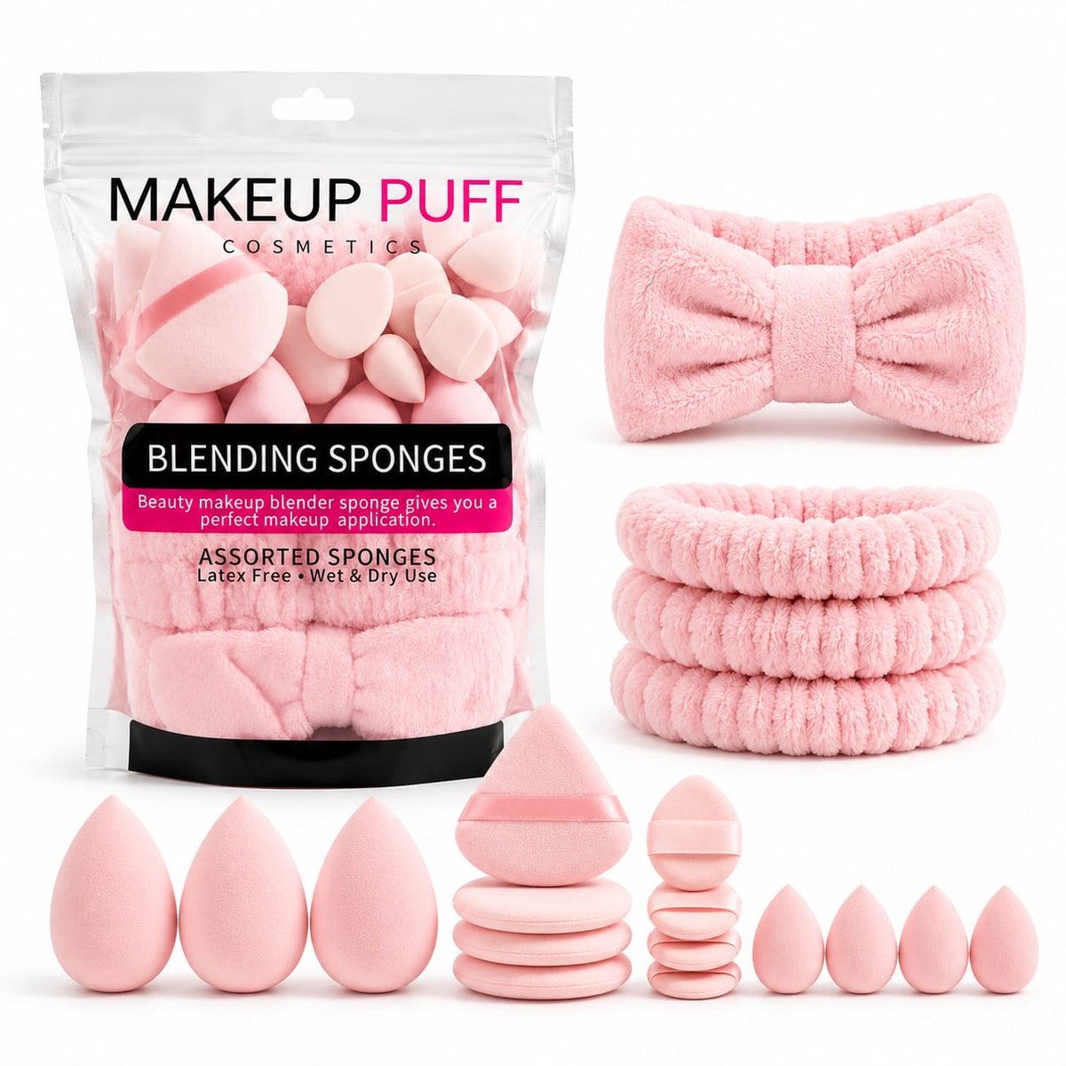Set van 20 make-upsponzen, make-upsponzen, poederdons, kan droog of vochtig worden aangebracht, hoogwaardig schoonheidsgereedschap voor vloeistof, foundation, poeder, zonwering