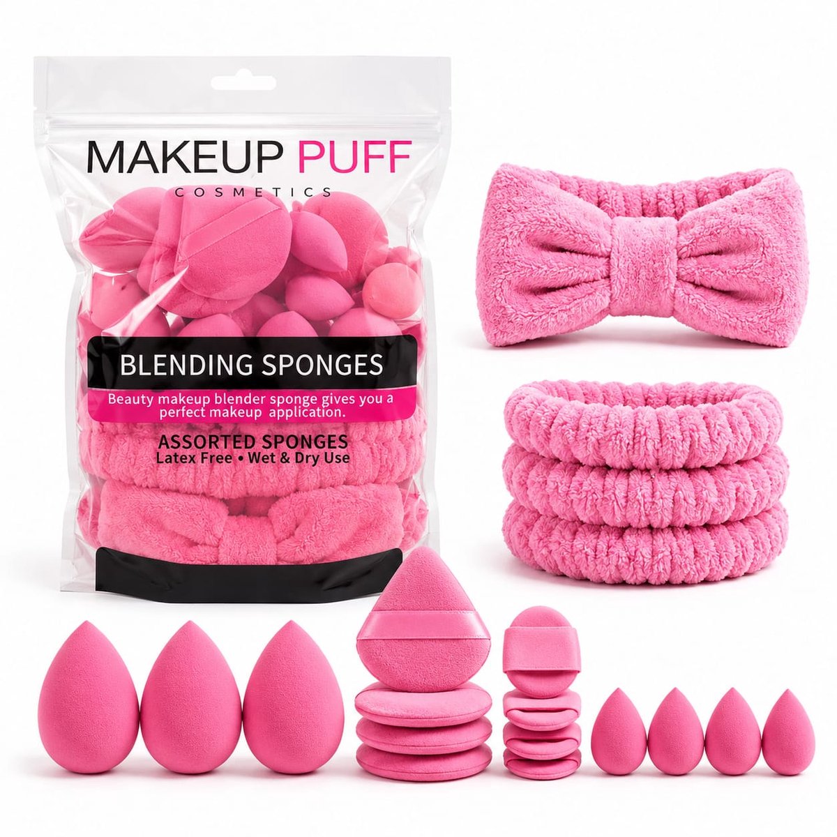 Set van 20 make-upsponzen, make-upsponzen, poederdons, kan droog of vochtig worden aangebracht, hoogwaardig schoonheidsgereedschap voor vloeistof, foundation, poeder, zonwering