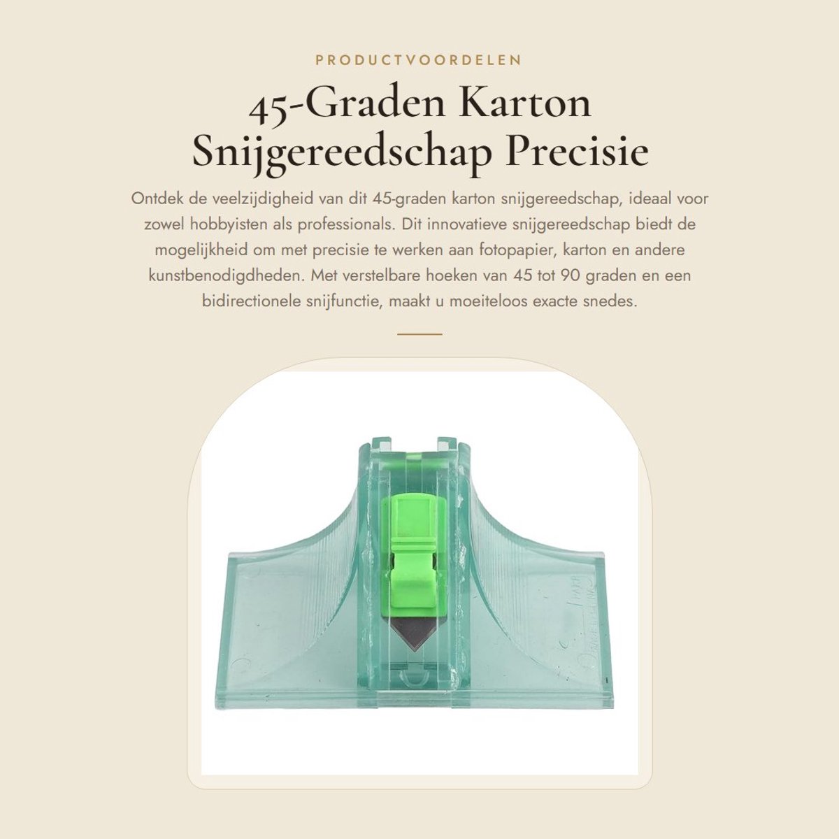 Dailygoods- Snijgereedschap Professioneel - Karton/Papier Snijder - Verstelbare Hoeken 45/90 Graden - Ergonomisch Ontwerp - Nauwkeurig Snijden - Geschikt voor Kunstmaterialen - Snijmachine