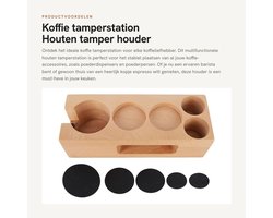 Dailygoods- Koffietamperhouder Houten - Multifunctionele Gaten - Koffiestopstandaard - Koffiefilter - Koffiemanipulatiehouder - Handige Opslag - Koffiestation