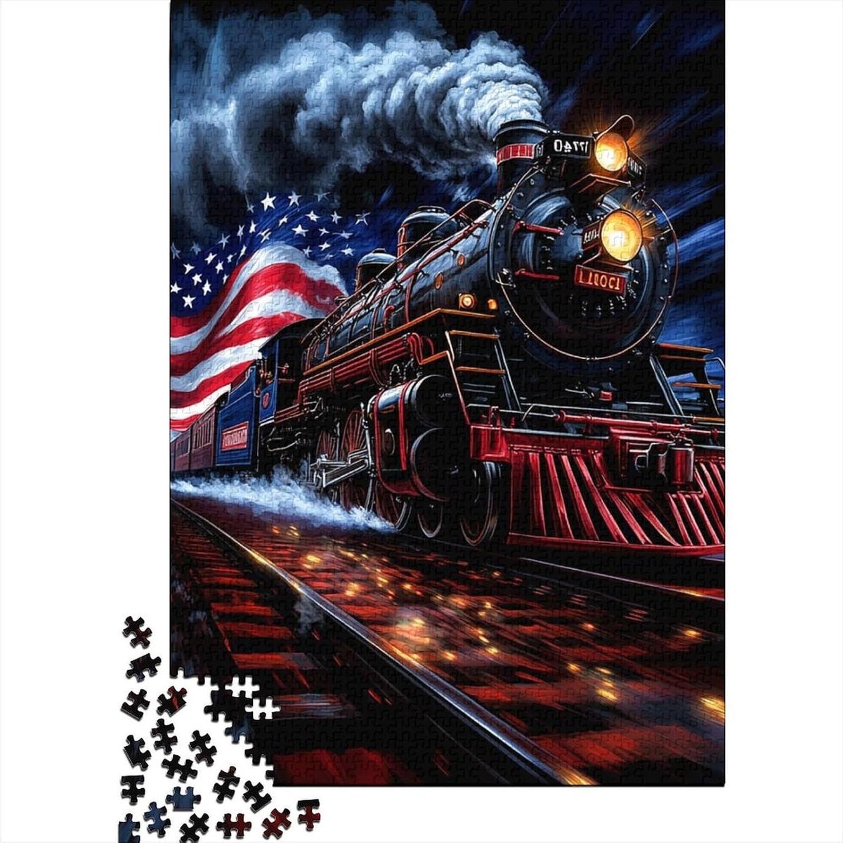 Stoomtrein Puzzel - 1000 Stukjes - Creatief Entertainment - Unieke Vorm Stukjes - 70 x 50 cm - Stijl-18
