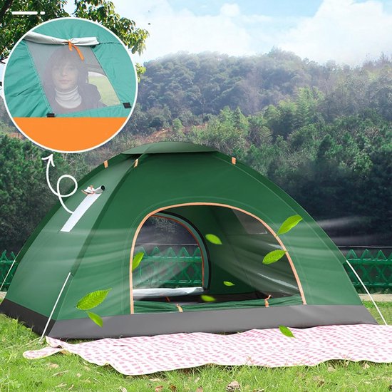 Opblaasbare Camping Tent - Kampeertent Outdoor - Kamperen en Backpacken - Eenvoudige Opbouw - 200x150x125cm - Groen — afbeelding 4