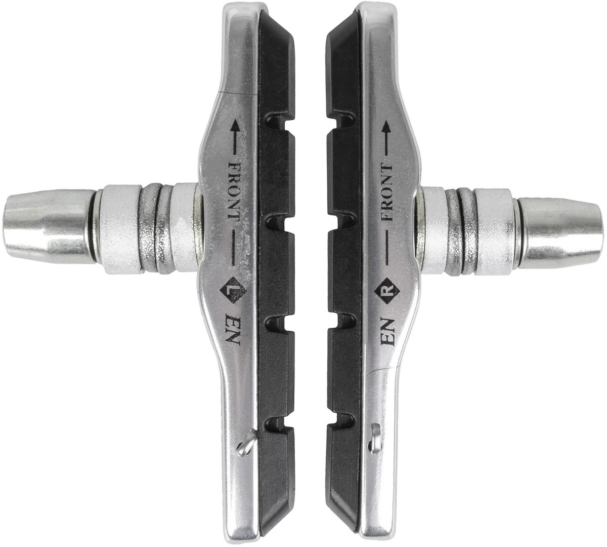 Porteur V-Brake Remblokken Fiets – Asymmetrisch Cartridge Systeem (Vervangbare Rubbers) – Aluminium Remblokkenset met Inbusbevestiging – Zwart/Zilver