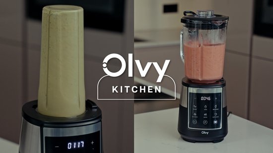 Olvy Kitchen Blender - Smoothie Maker - 1,5L Glazen Kan met To-Go Beker - IJscrusher & Zelfreinigend - BPA- en PFAS-vrij - Glas - Vaatwasserbestendig