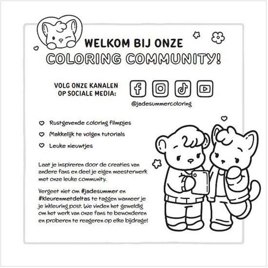 Welkom bij onze coloring community, volg onze kanalen op sociale media.