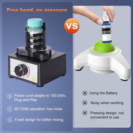 Verf Mixer - Mini Vortex - Gelijkmatig Roeren - 3 Snelheden - 10-100 ml - Zwart — afbeelding 3