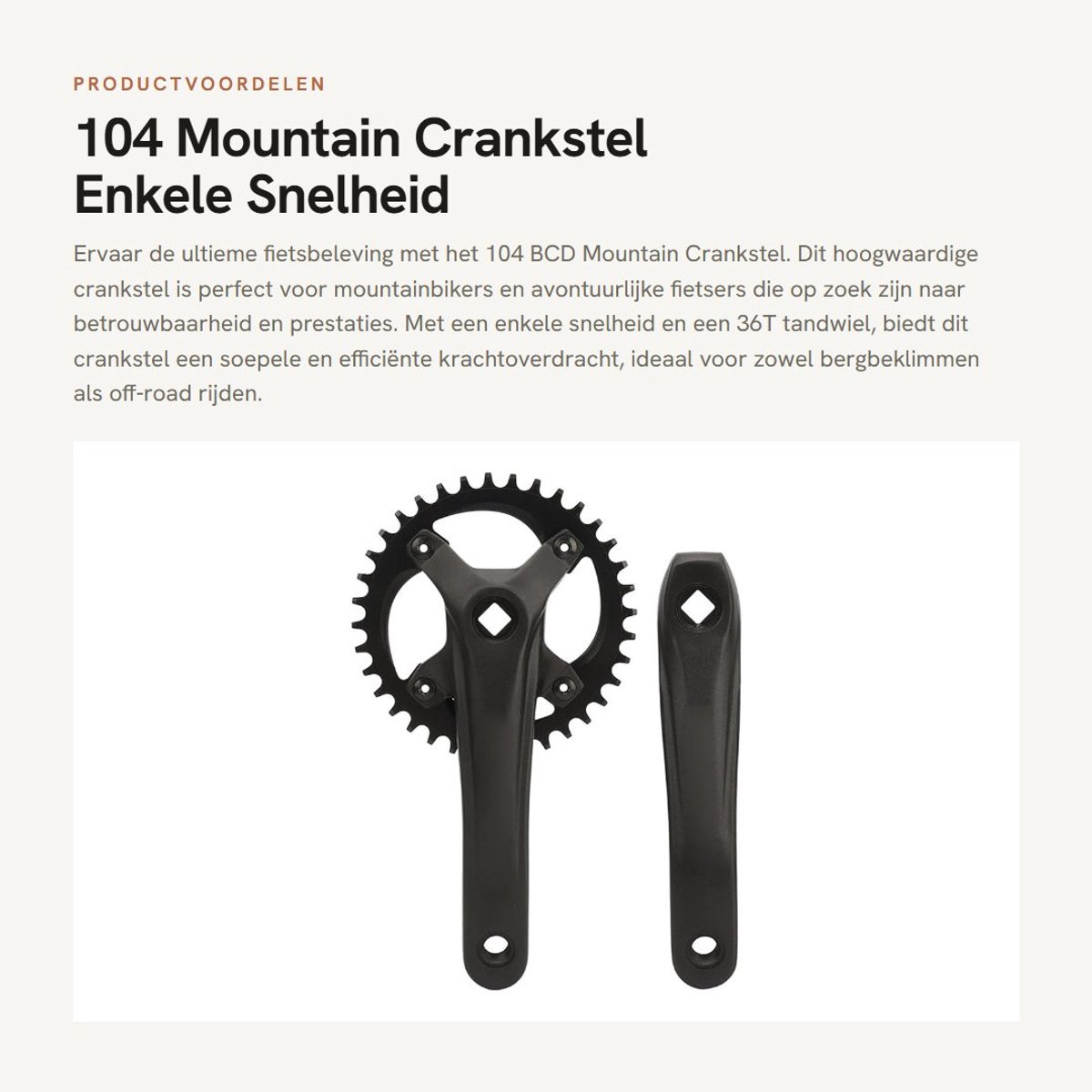 Dailygoods- Crankstel 104 BCD - Aluminiumlegering - Enkele Snelheid - Lichtgewicht - Hoge Sterkte - CNC Precisiefrezen - Fietscrank