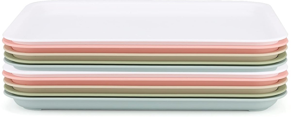 Dailygoods- Dienblad Rechthoekig 30,5x23 cm - 10 Stuks - Plastic - Duurzaam - Antislip - Cafetaria Dienblad - Glad Gepolijst - Serveerblad