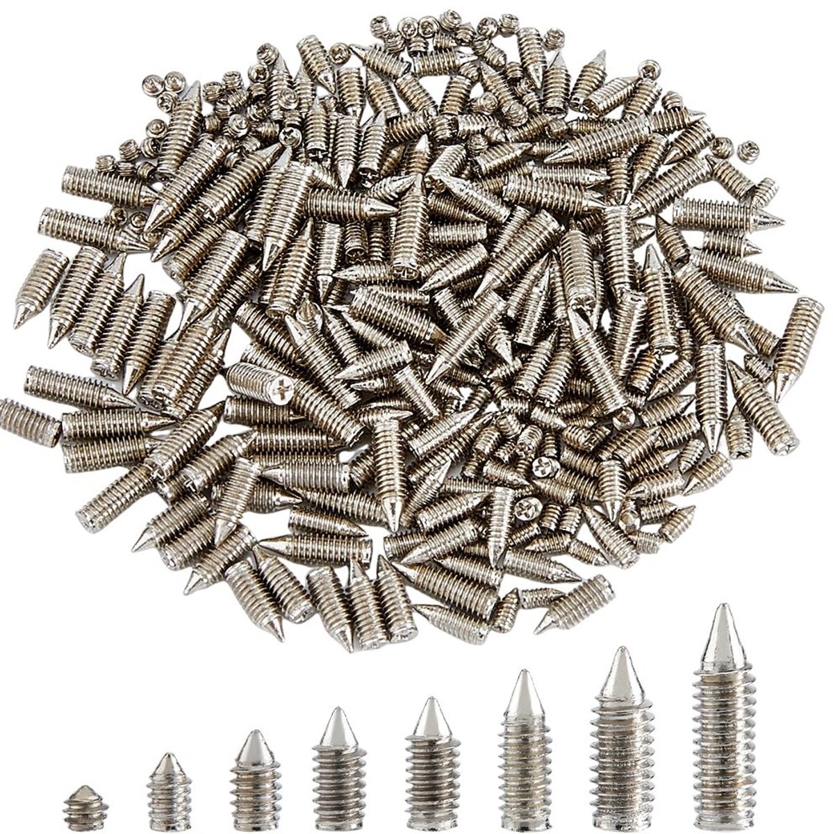 Dailygoods- Riempuntschroeven 240 stuks - Set van 8 maten - Koolstofstaal - Puntschroeven - Kruiskop - Voor riemgesp en handtas - Schroeven