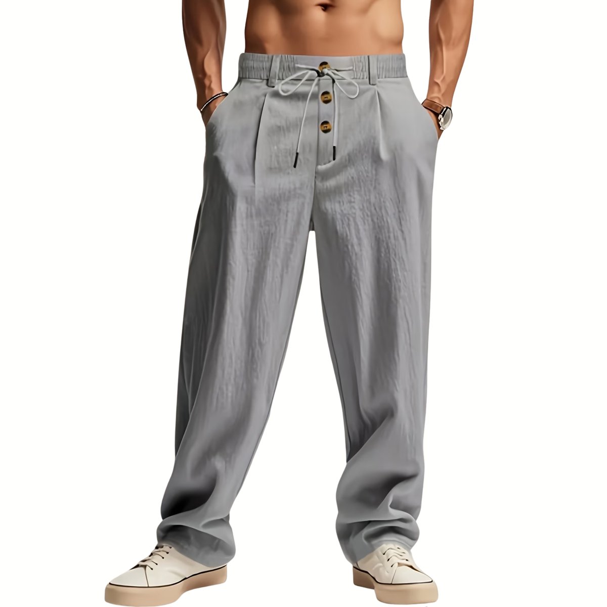 Currero Linnen Broek Heren - Zomerbroek - Volwassenen - Lange Broek - Pantalon - Strandbroek - Zomer - Ibiza Stijl - Grijs XL