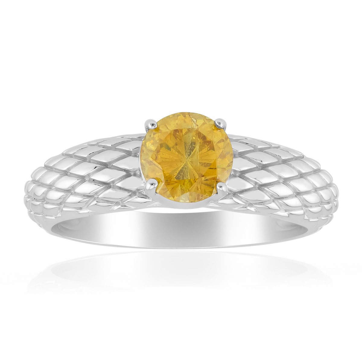 Cavill - Zilveren ring - 925 Sterling Zilver Gerhodineerd - Spaanse Ronde Sphaleriet 0,927 ct - Elegante Gele Edelsteen Ring Modern Design