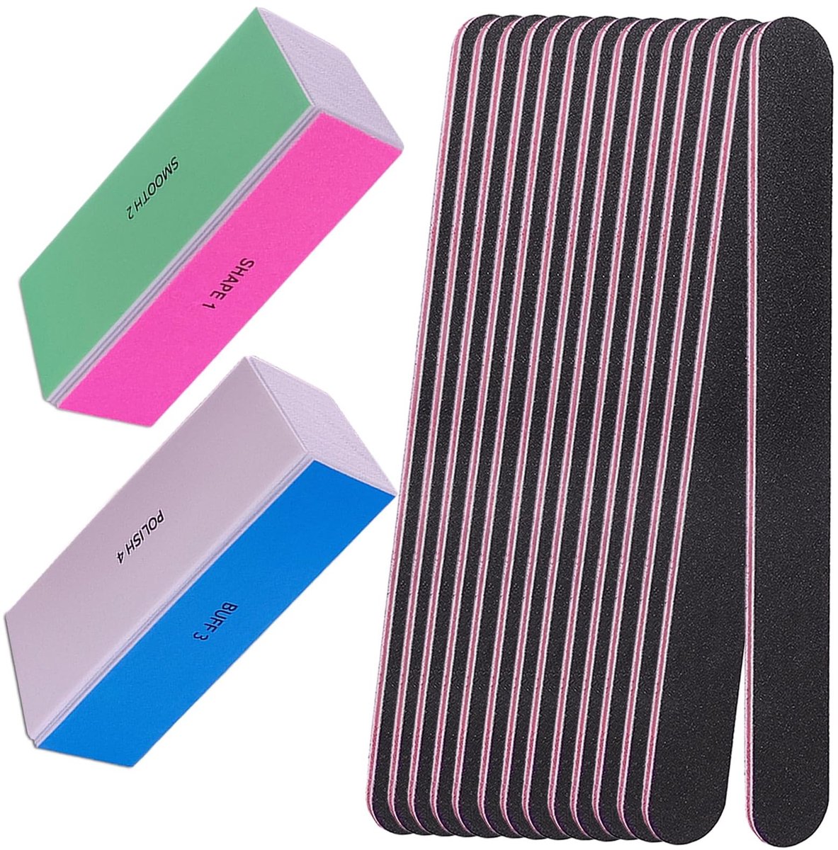 Dailygoods- Nagelvijlen 12 Stuks - Buffervijlen - Professionele Polijstvijlen - Wasbare Nagelvijlen - Gelnagels - Natuurlijke en Kunstnagels - Nagelbuffer