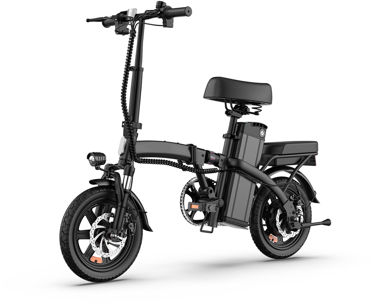 Qekud F1L Elektrische Vouwfiets - 14" E-Bike met Dubbele Vering - 250W Motor - 48V 7.5Ah Uitneembare Accu - Schijfremmen - Comfortabele Stadsfiets