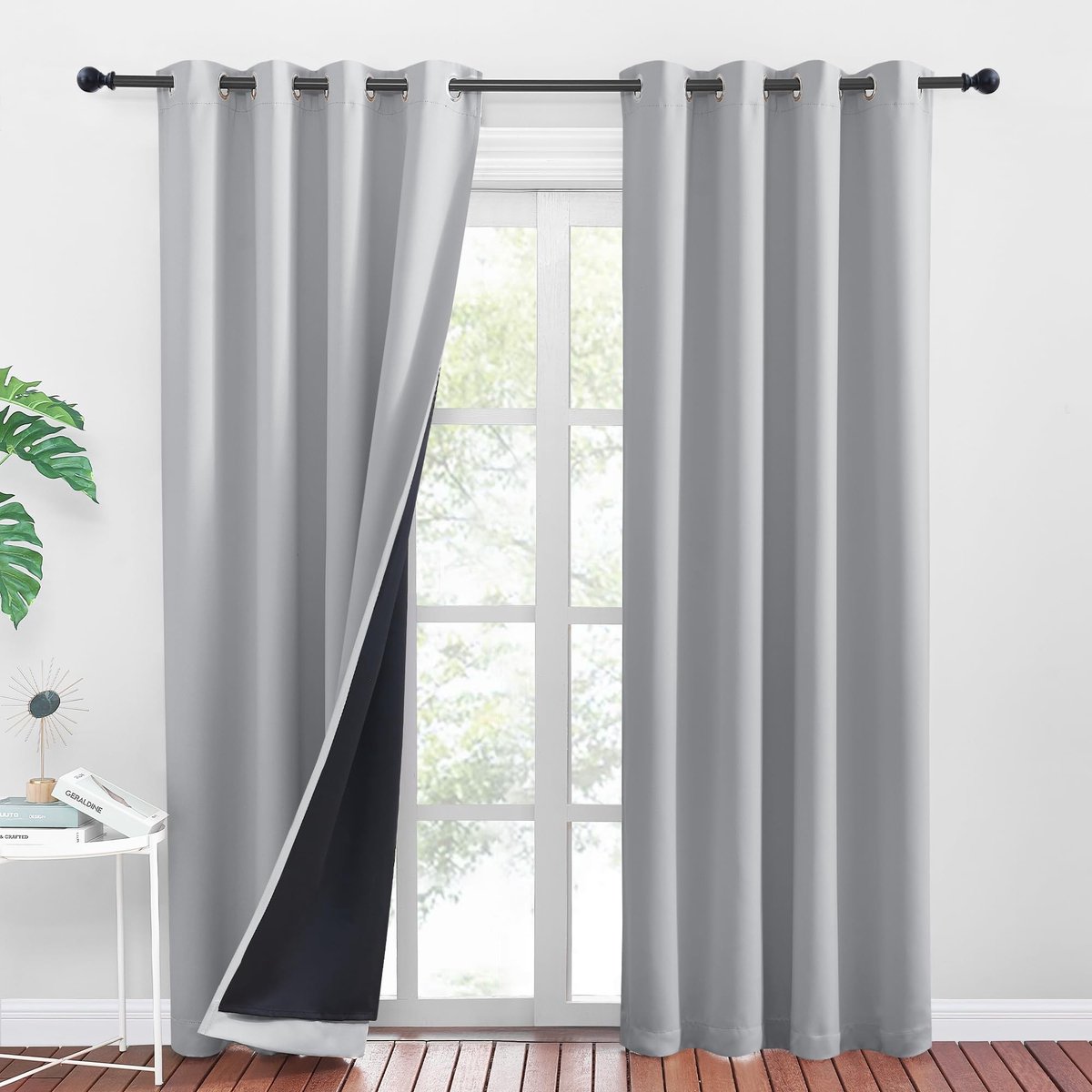 Dailygoods- Gordijnen 100% Verduisterend - Gordijnen Kant en Klaar 2 Stuks - Isolerende Thermische Gordijnen - 140x240cm - Zilvergrijs - Veiligheidswaarschuwing - Verduisteringsgordijnen
