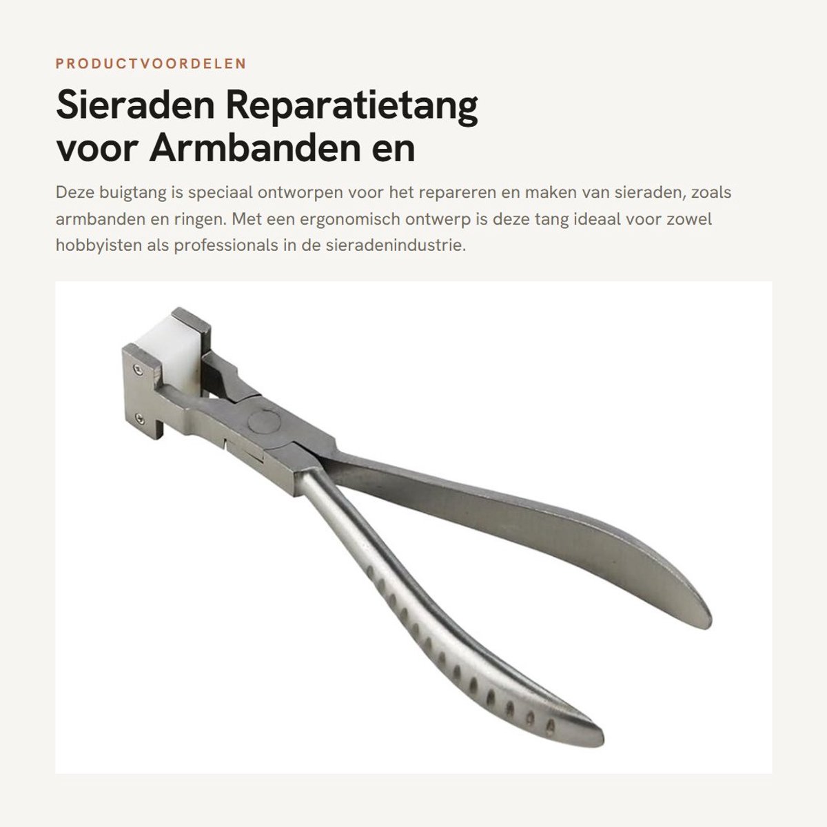 Dailygoods- Buigtang 15 mm - Sieraden Gereedschap - Roestvrij Staal - Ergonomisch Handvat - Geschikt voor Armbanden - Comfortabel Gebruik - Sieradentang