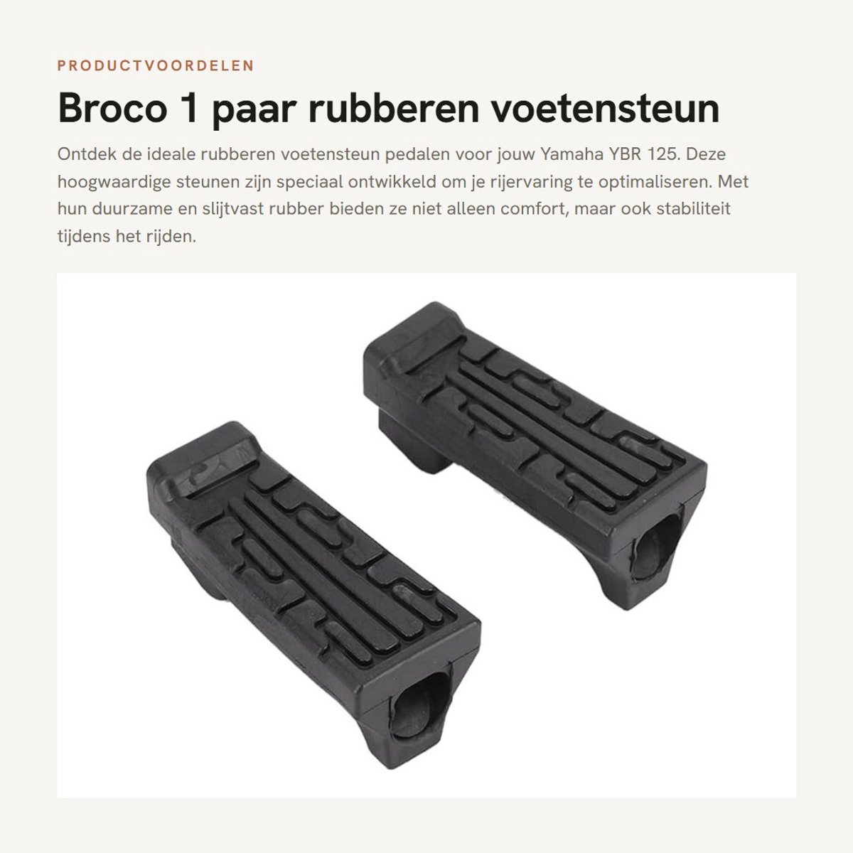Dailygoods- Voetensteun Rubber - Hoogwaardige Kwaliteit - Slijtvast - Eenvoudige Installatie - Geschikt voor Yamaha YBR125 - 1 Paar - Pedaal