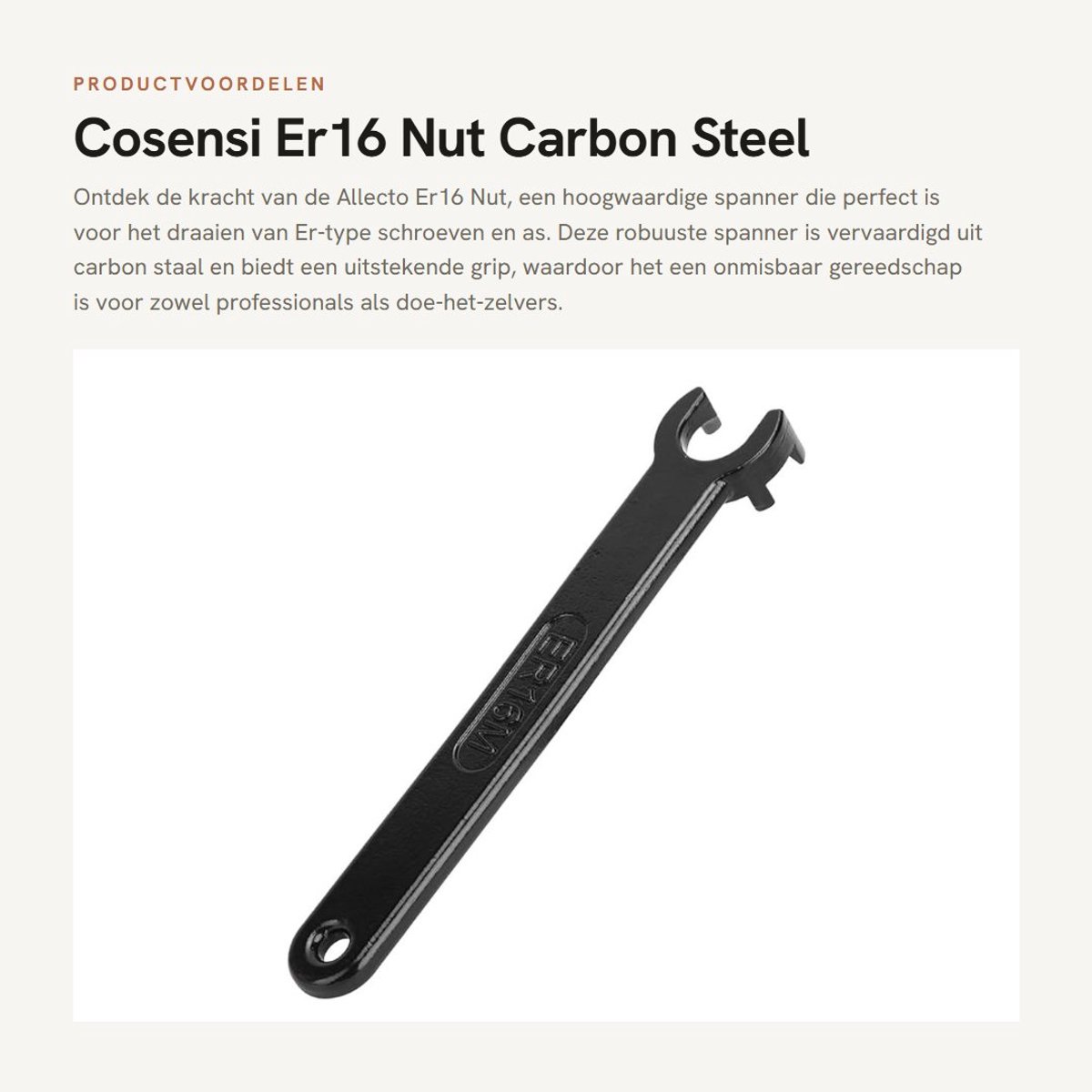 Dailygoods- Spanner M-type - Tension Wrench - Collet Wrench - Carbon Staal - Hoge Efficiëntie - ER16 Nut