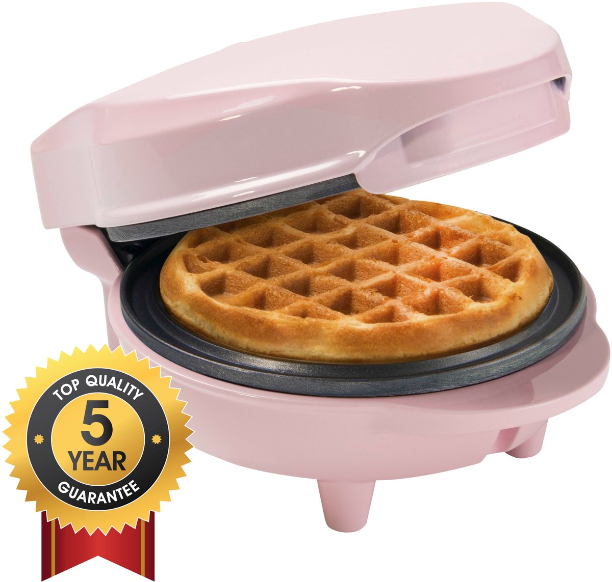 Bol.com Bestron Wafelijzer - AMW500P - 550W - Mini wafel - Anti aanbaklaag - Roze aanbieding