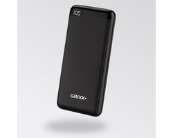 Grixx Powerbank 20.000 mAh – Snelladen 18W – USB-C en USB-A – Zwart – Noodpakket