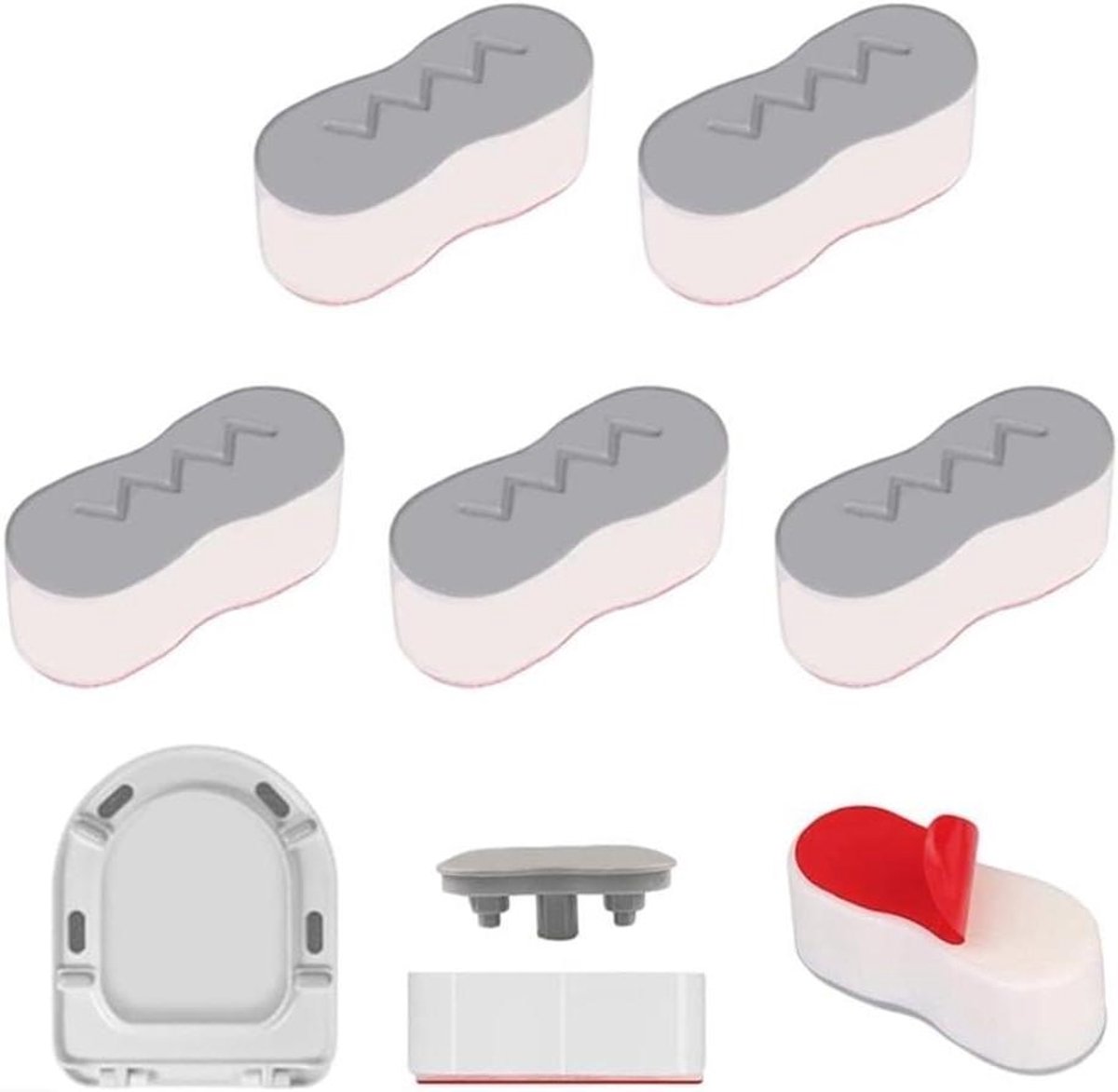 Toiletstoelbumpers - Bumperpads Stoelbeschermers - Stille Badkamer - Antislip Siliconen - 5 stuks - Grijs