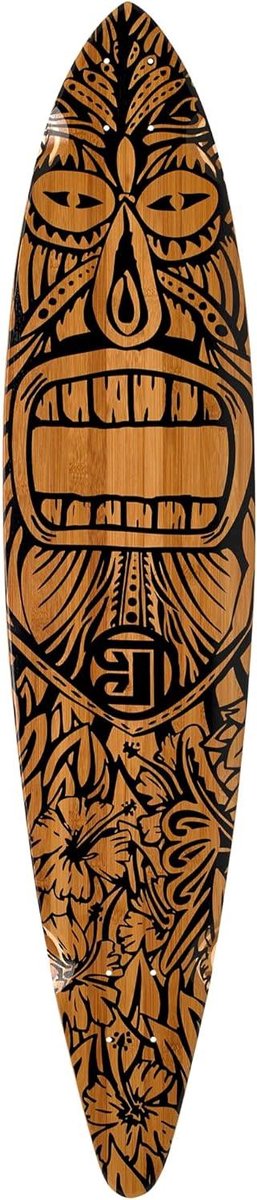 Bamboe Longboard Pintail Deck Cruisen over straat Uniek Tiki design 44 x 9.5 inch Naturel