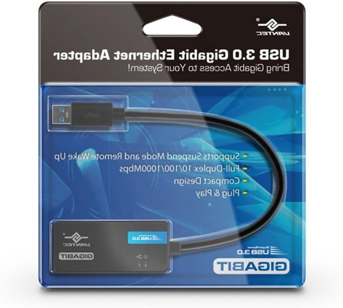 Gigabit Ethernet Adapter - Netwerkadapter USB - Internet Aansluiten - USB 3.0 Snelheid - 15 cm - Zwart