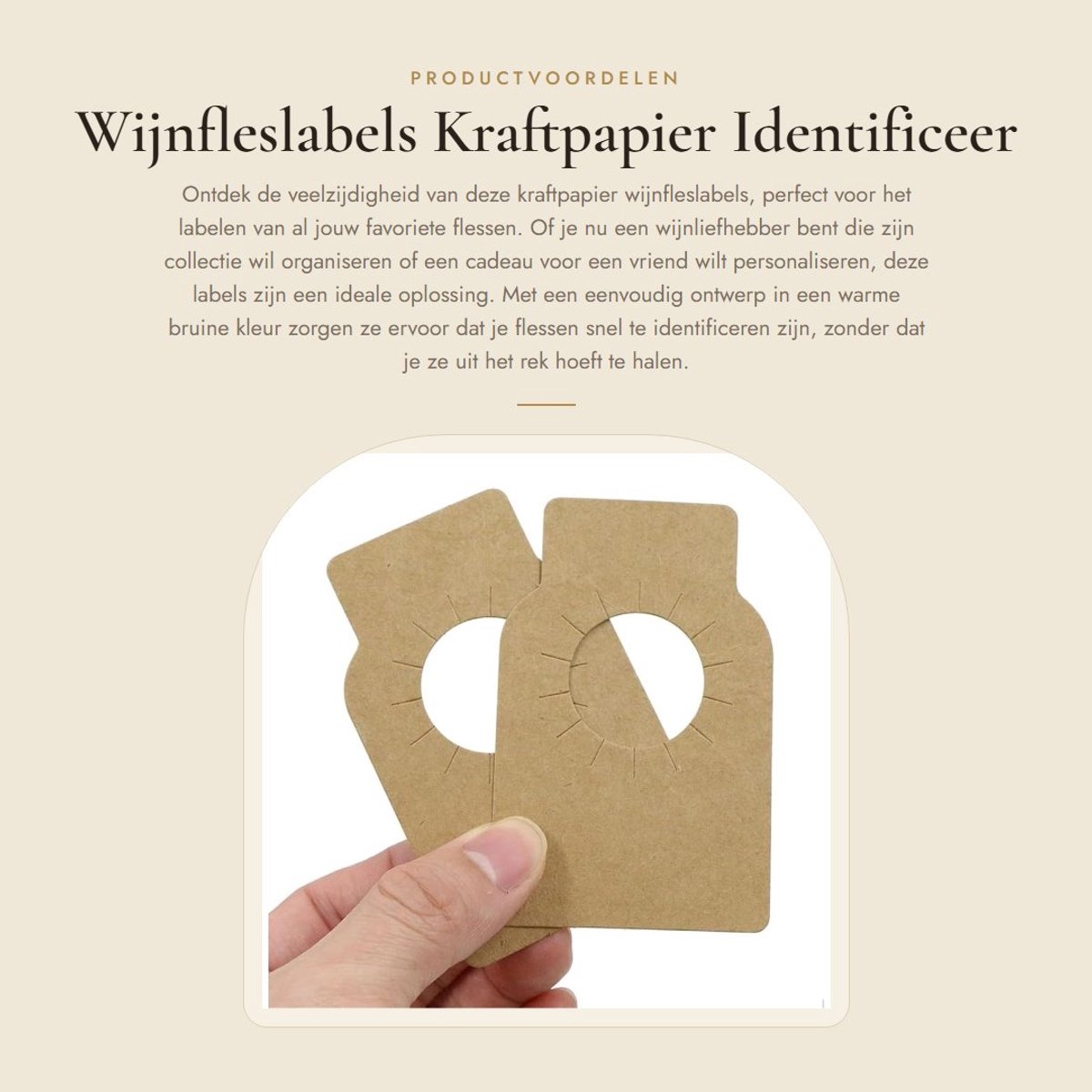 Dailygoods- Wijnfleslabels 100 stuks - Kraftpapier/Etiket - Flessenhanger - Wijnrekken/Champagne - Bruin/PVC - Hoge bruikbaarheid - Wijnetiketten
