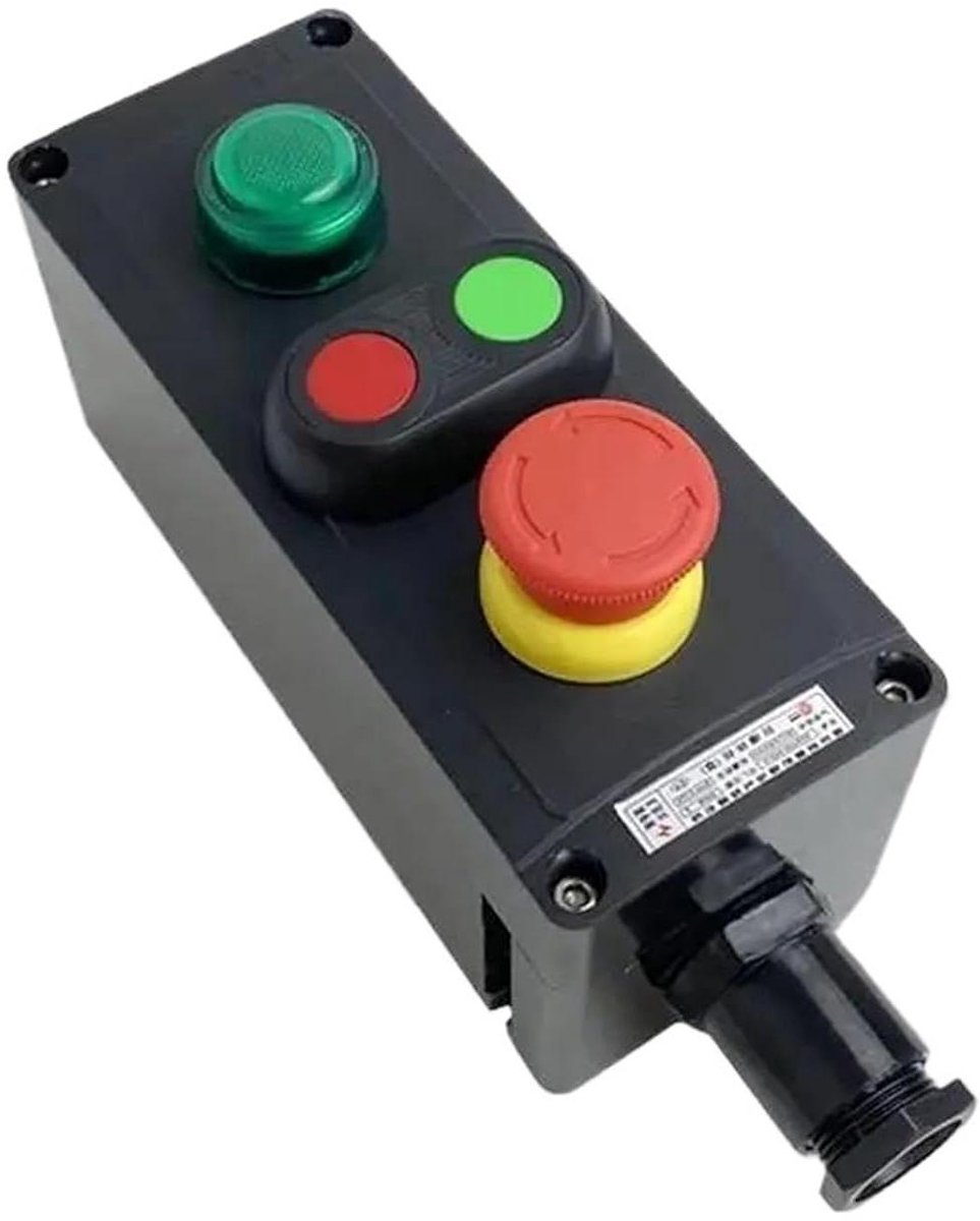 Drukknop Schakelaar Doos - Noodstop Schakelaar - Machine Bediening - Anticorrosie Plastic - 3P - Zilver