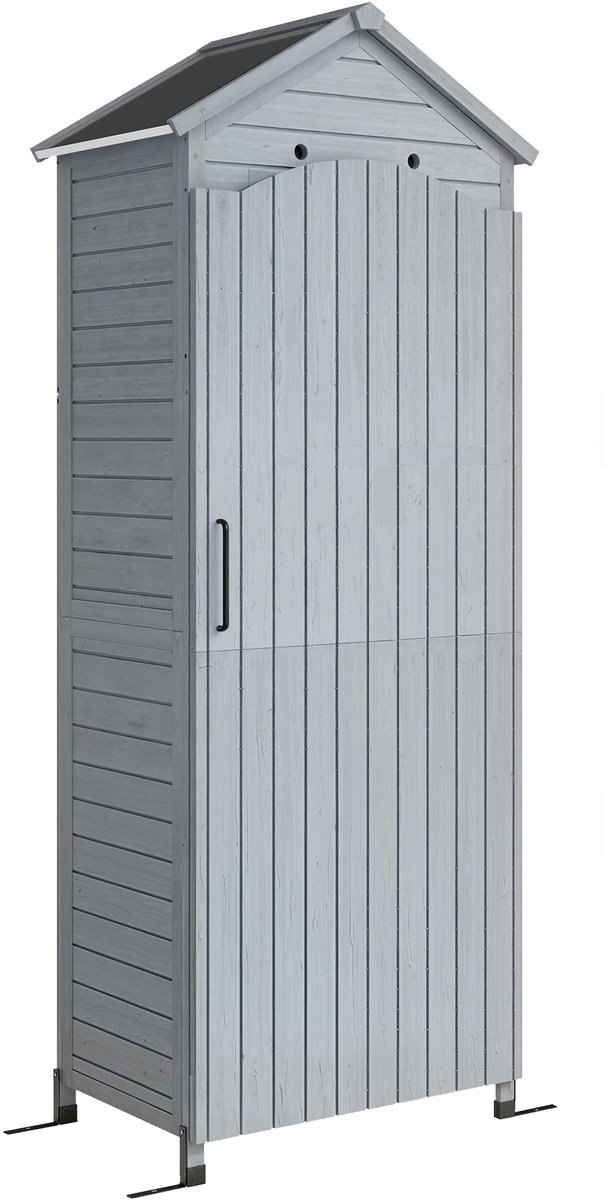 4goodz Tuinkast Hout met verstelbare plank 85x58x213 cm - Grijs