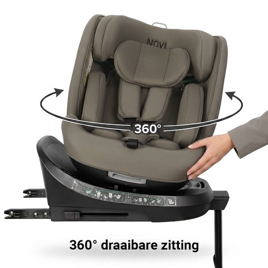 Novi Baby David 3.0 Premium Autostoel - I-Size - 360° draaibaar - Donker Taupe - Geschikt vanaf de geboorte tot 150 cm van Novi Baby® — afbeelding 5