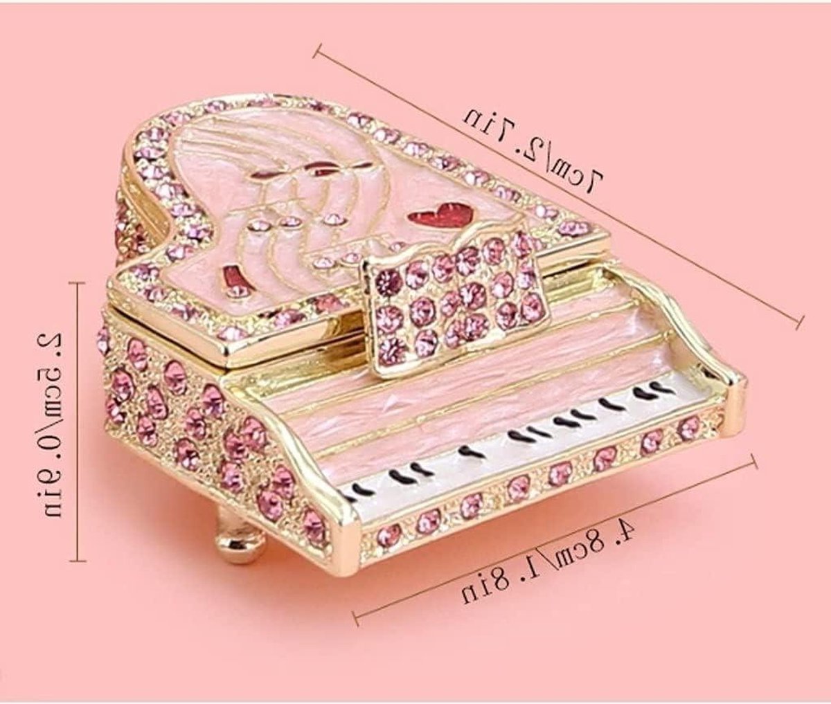 Sieradendoos Piano Vorm - Sieraden Opbergdoos - Sieraden Organiseren - Met Magneet Sluiting - 7 x 4.5 x 2.5 cm
