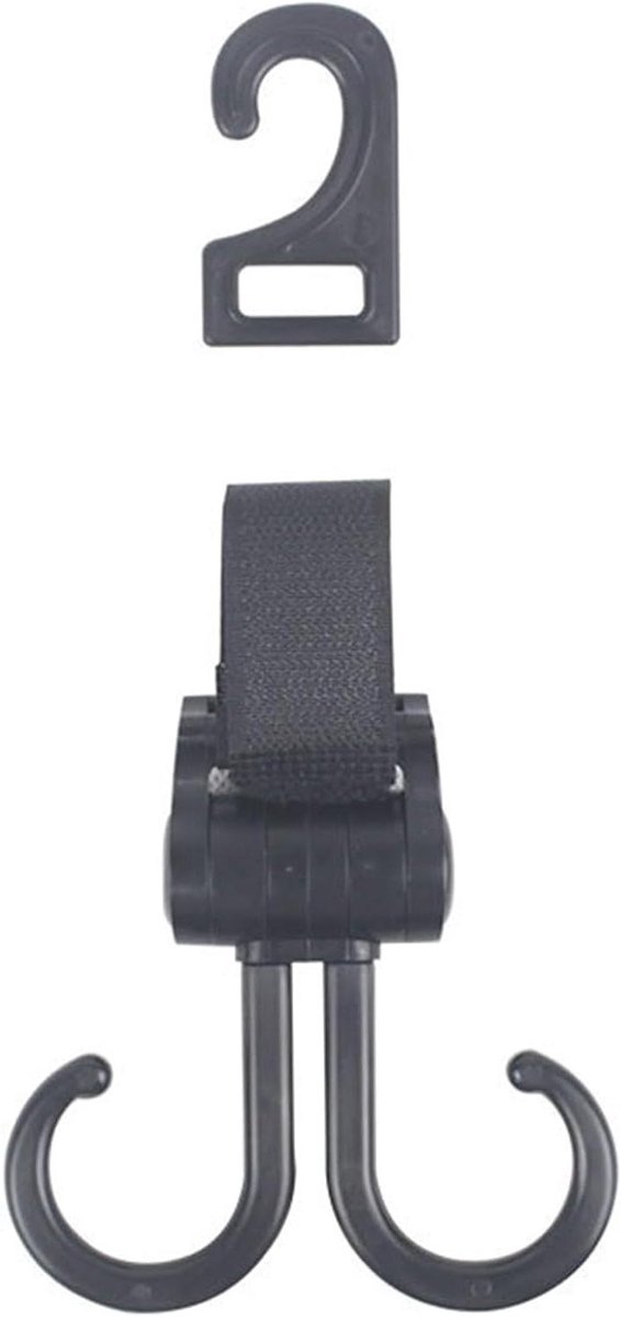 Kinderwagen Haken - Organizer Clips - Baby Spullen Dragen - Draaibaar Anti-slip - 16 x 9.8 cm - Zwart
