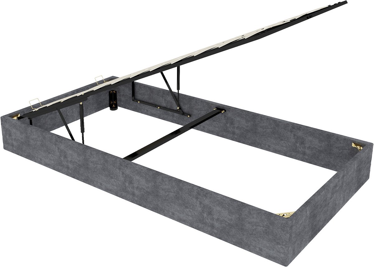 COVREO Bedframe 90x200 cm grijs met opbergruimte zonder matras