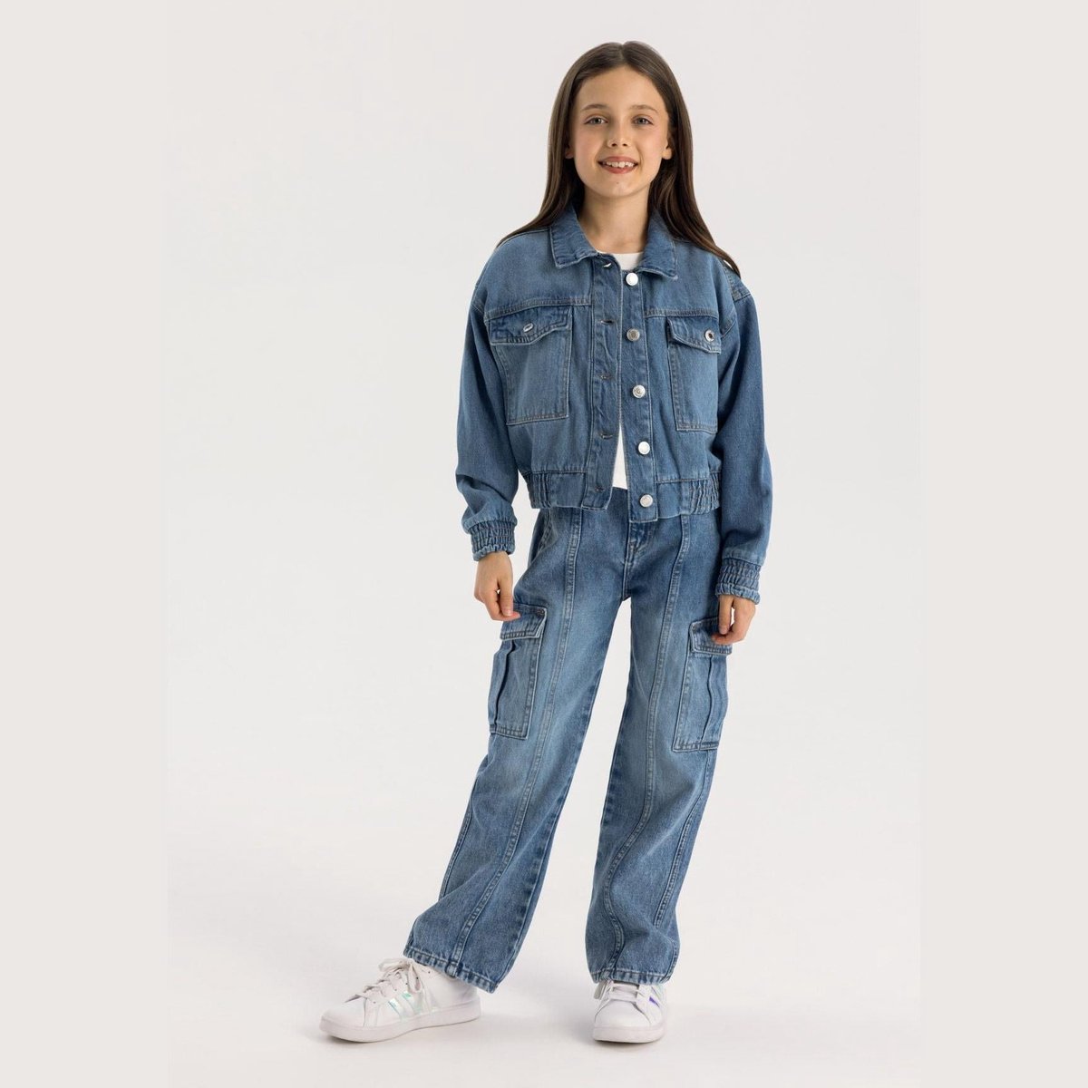 Minoti spijkerjas meisjes korte denim jas - 100% katoen - blauw