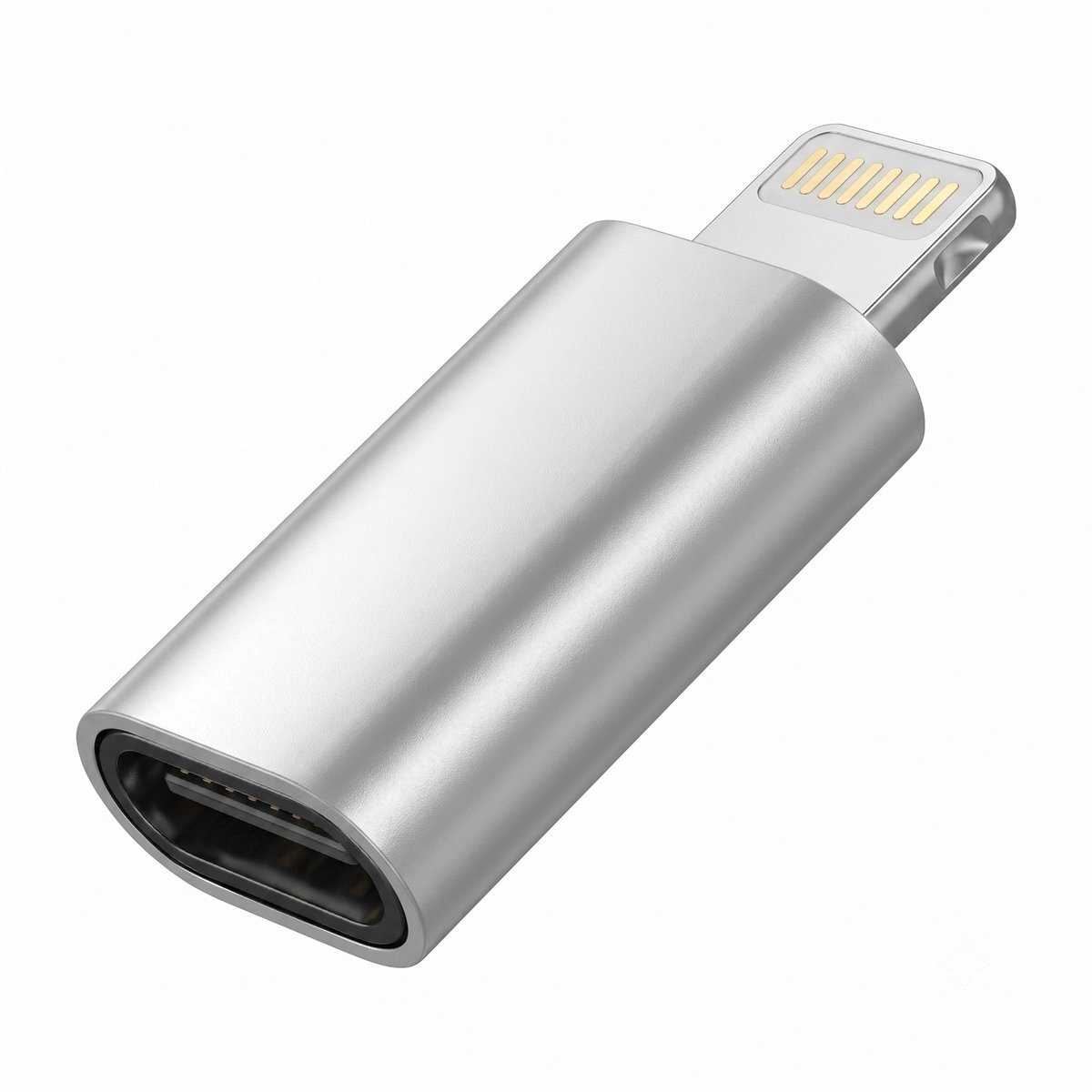 Blue Star, USB-C naar Lightning Converter Adapter Geschikt voor Apple iPhone en iPad, Zilver