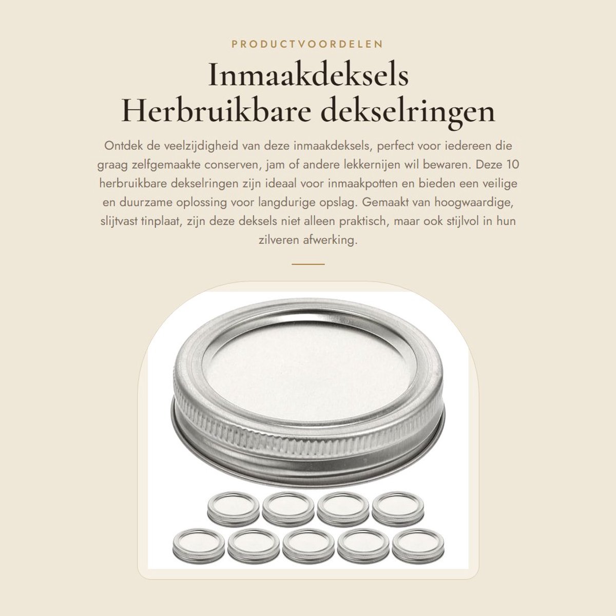 Dailygoods- Inmaakdeksels 10 Stuks - Herbruikbare Deksels - Multifunctionele Glazen Deksels - Slijtvast Materiaal - Duurzaam en Praktisch - Veilig voor Langdurig Gebruik - Glasdeksels