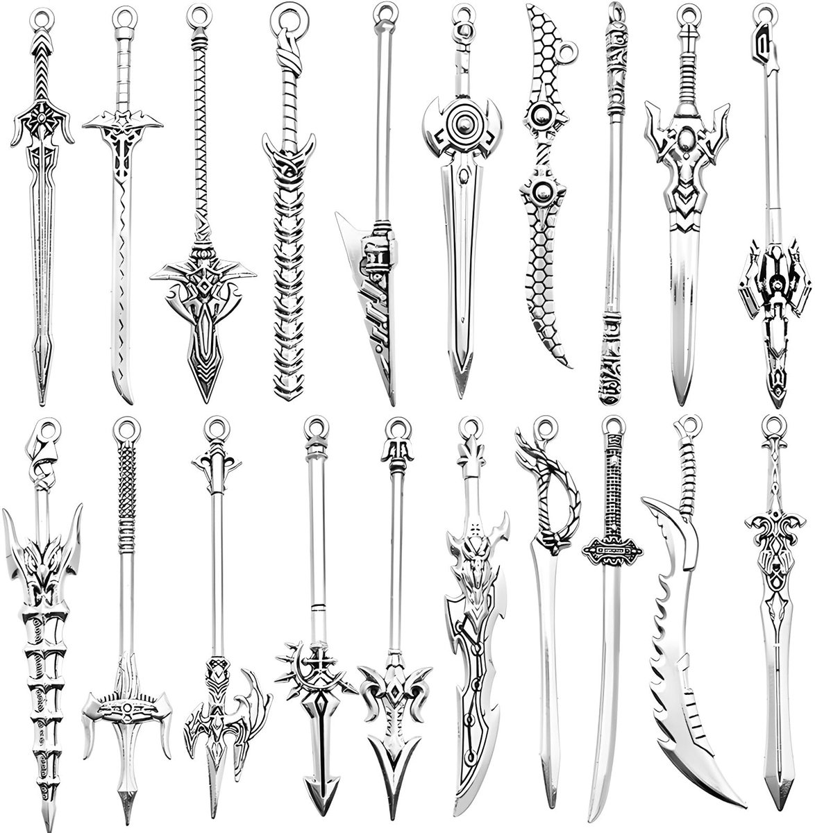 Dailygoods- Boekenleggers 20 stuks - Antieke Zwaarden/Messen - Vintage Bladwijzers - Metaal - Cadeaus voor Boekenliefhebbers - Ongeveer 7 cm lang