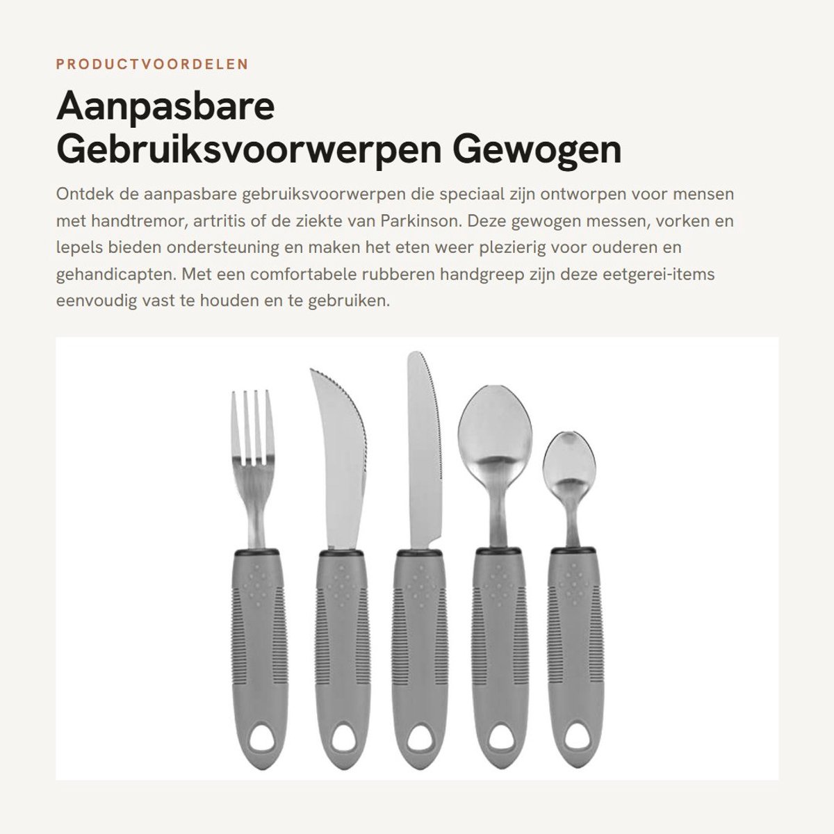 Dailygoods- Eetgerei Verzwaarde Set - Messen/Vork/Lepels - RVS Roestvrij Staal - Antislip Rubberen Handgreep - Geschikt voor Artritis/Handtremor - Ondersteunt Gehandicapten - Hulpeetgerei