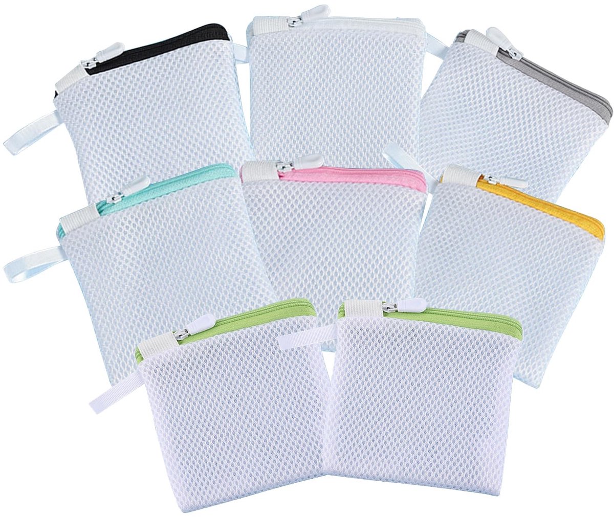 Dailygoods- Waszak Set van 8 - Delicate Mini-Wasmachine Zakken - Fijnmazig Polyester - Opbergzakken met Ritssluiting - 12 x 12 cm - Voor Lingerie en Ondergoed - Waszakken