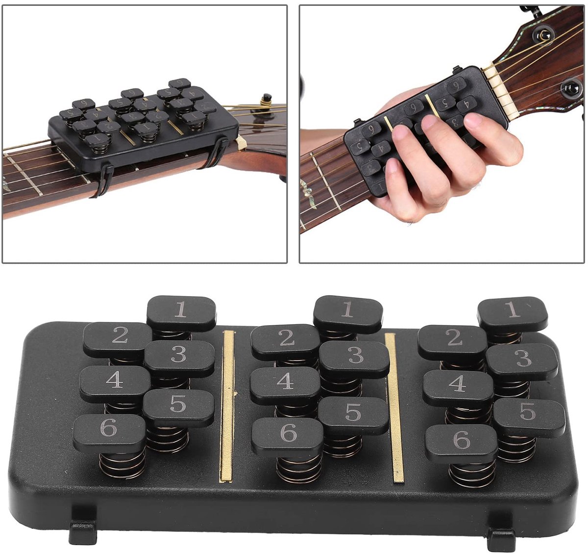 Dailygoods- Akkoordwisselaar 18 Knoppen - 110 Akkoorden - Gitaar Leersysteem - Pijnvrij Leren - Efficiënte Akkoordconversie - Heldere Geluidsproductie - Gitaarhulp