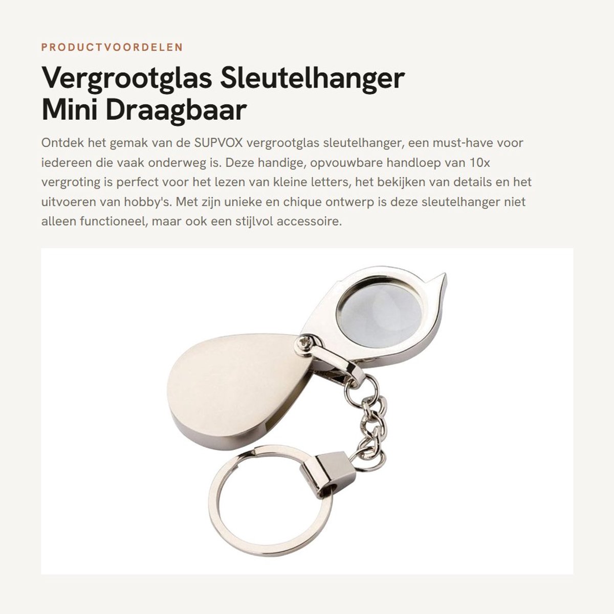 Dailygoods- Vergrootglas 10x - Sleutelhanger - Opvouwbaar - Hoogwaardige lenzen - Duurzaam metaal - Uniek ontwerp - Loep