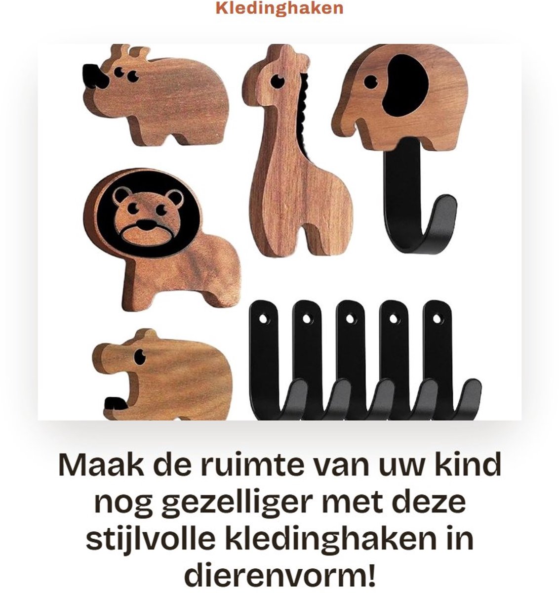 Dailygoods- Kledinghaken 5 stuks - Dierenvorm - Wandhaken - Garderobe haken - Kleding haken muur - Decoratief ontwerp - Garderobehaken