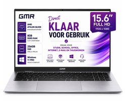 Office Laptop 15.6 Inch Full HD - Windows 11 Pro - 8GB RAM - 256GB SSD - GMR Notebook voor Studie, School, Office, Internet, E-mail en Thuiswerken - AMD Athlon Silver - Studenten Laptop - Werk Laptop