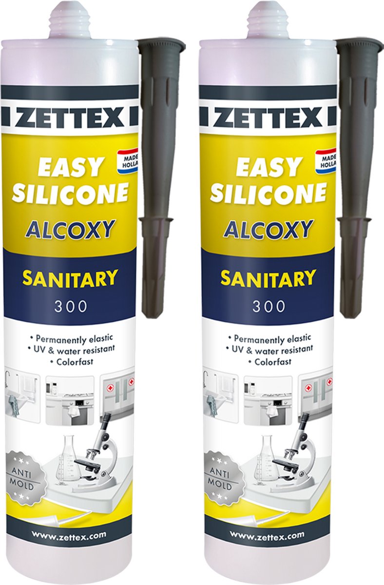 Zettex Easy Siliconenkit S - Sanitairkit voor Badkamer & Keuken - Schimmelbestendig & Elastisch - 310ml - Antraciet